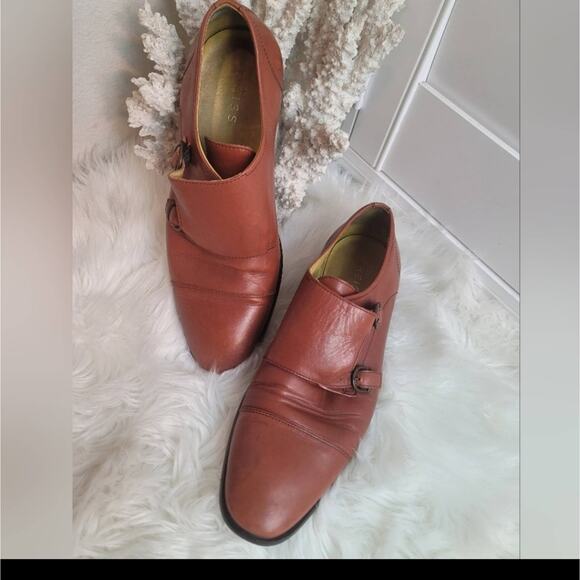 REISS Cognac Rivington Leather Double Monk Strap Dress Shoes Almond Toe Formal main image 11